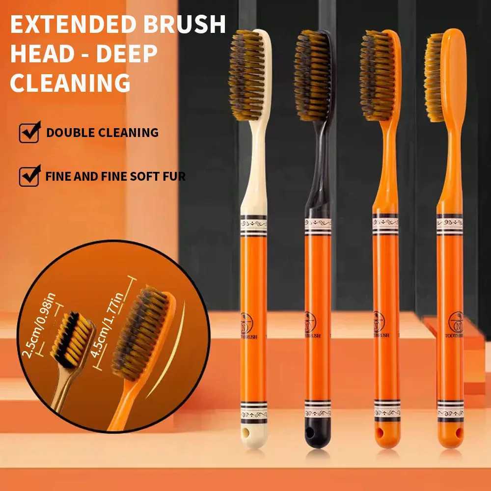 Premium 6-Piece Orange Luxury Toothbrush Set | Extended Head for Deep Clean | Soft Bristle Oral Care for AdultsT260306