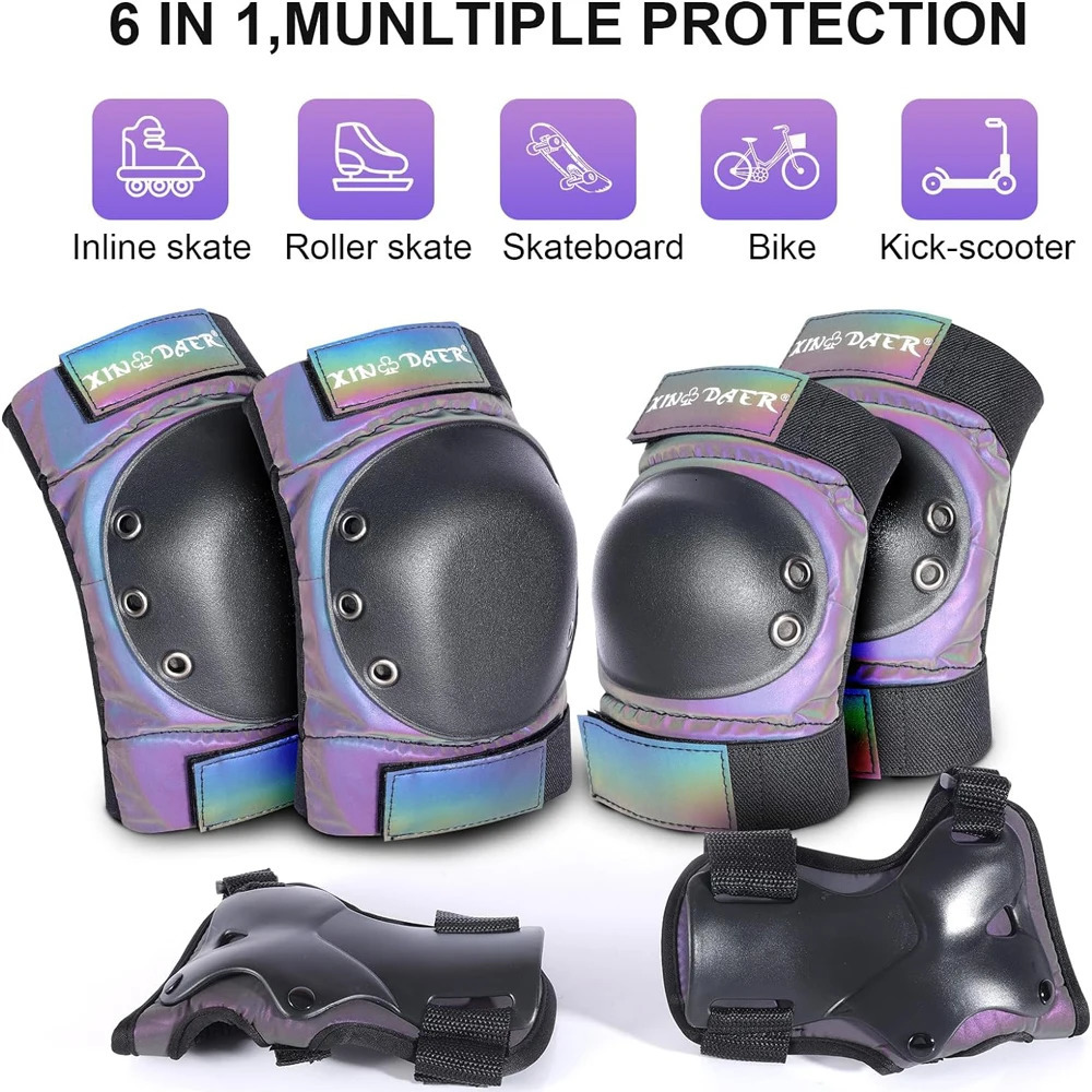 Skating Protective Gear AdultSkate Pads Knee Elbow with Wrist Guards for Roller SkatingSkateboardSkateboardingScooter 260228