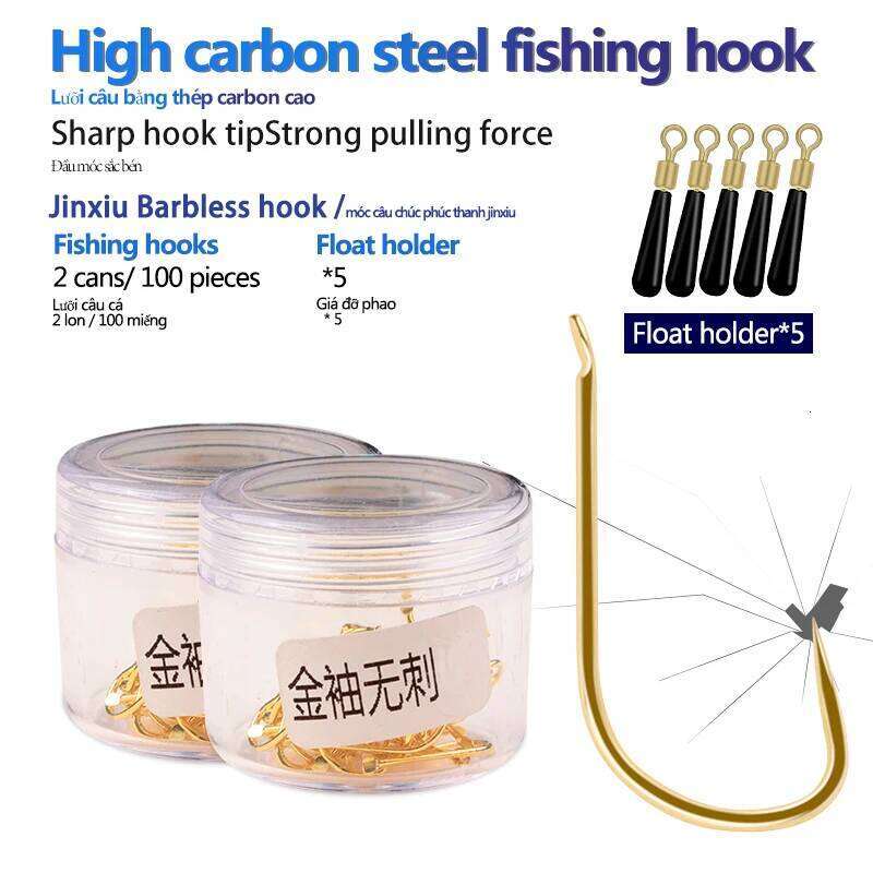 100pcs/2Bottles Barbless Hook High Carbon Steel Material 1# 2# 3# 4# 5# 6# 7# 8# Crucian Preferred Fishhook Fishing Tool Y260305
