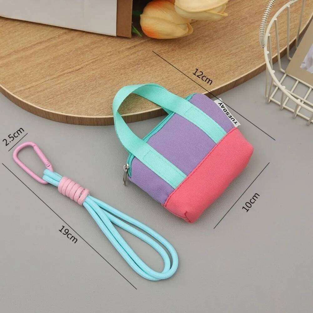 Mini Dopaamine Pink Handbag Earphone Case Storage Box Data Cable Protective Cover Organizer Coin Card Holder Fashionable C260304