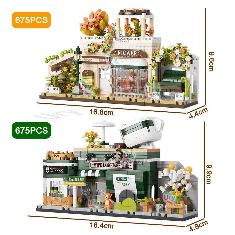 Friends House Street Diamond Bricks Girls Flower Store Coffee Shop View Designer DIY Building Block Toys for Kids Christmas Gift Z260305