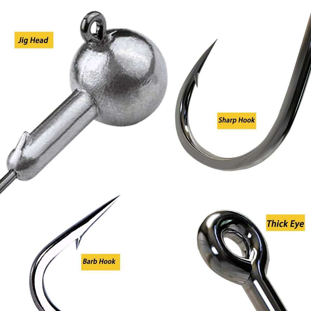 Jig Head Fishhook 1g 2g 3g 4g 5g 6g 7g 8g 9g 10g 12g 14g 16g Crank Slow Jigging Set for Soft Worm Lure Pesca Gear Tackle Hook Y260305