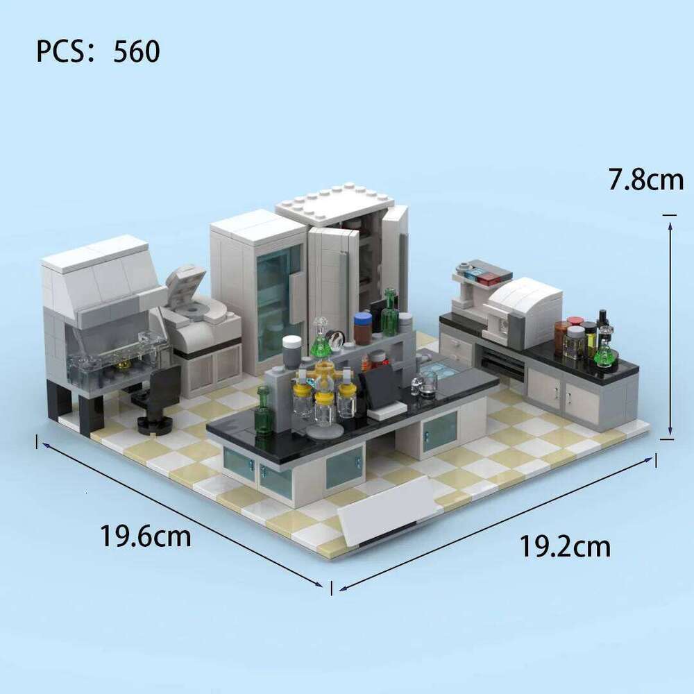 MOC Laboratory Block Home Decoration City Building Model Small Scene Educational Toys DIY Collection Bricks Gift Z260306