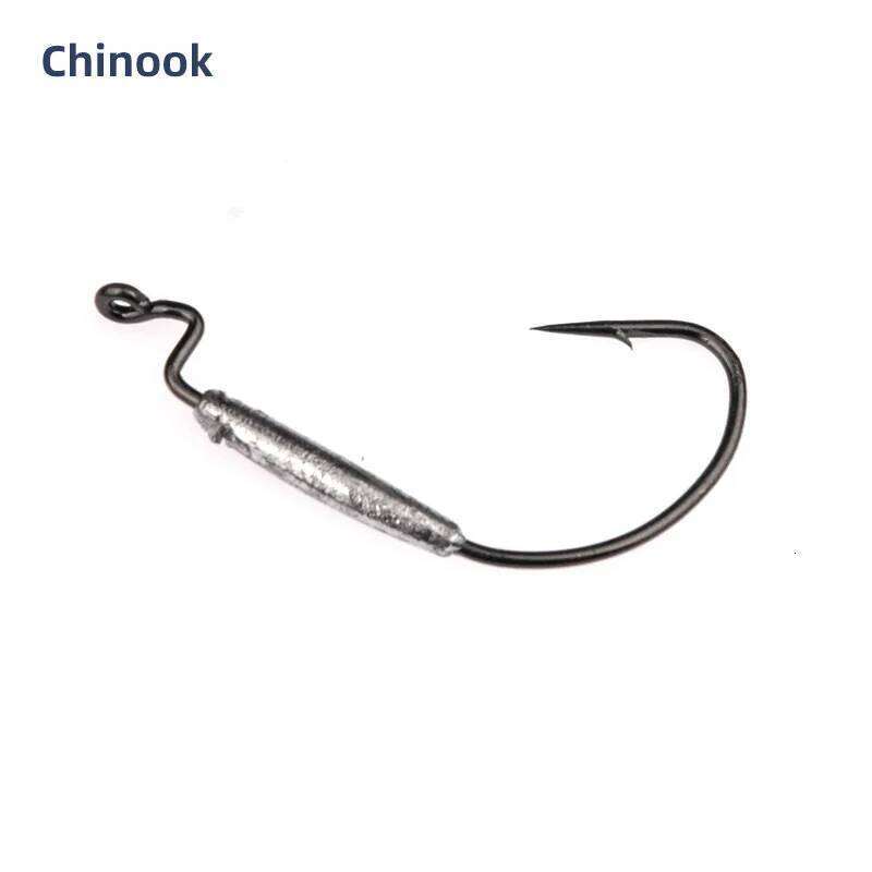 Chinook Fishing Soft Lure Weighted Swimbait Worm Hooks High Carbon Steel Wide Fishhooks Bait Tackle for Angling S260305