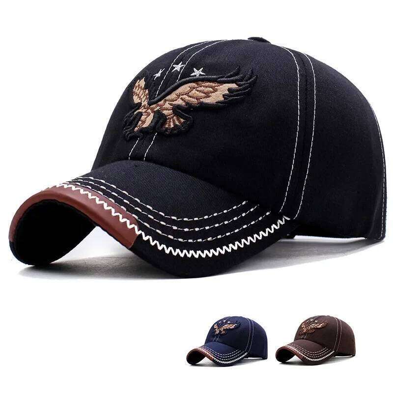 Hats Men'S And Women'S Four-Season Shade Baseball Cap Eagle Embroidery Korean Version Trendy Casual Couple Sunscreen Sun Hat Y260304
