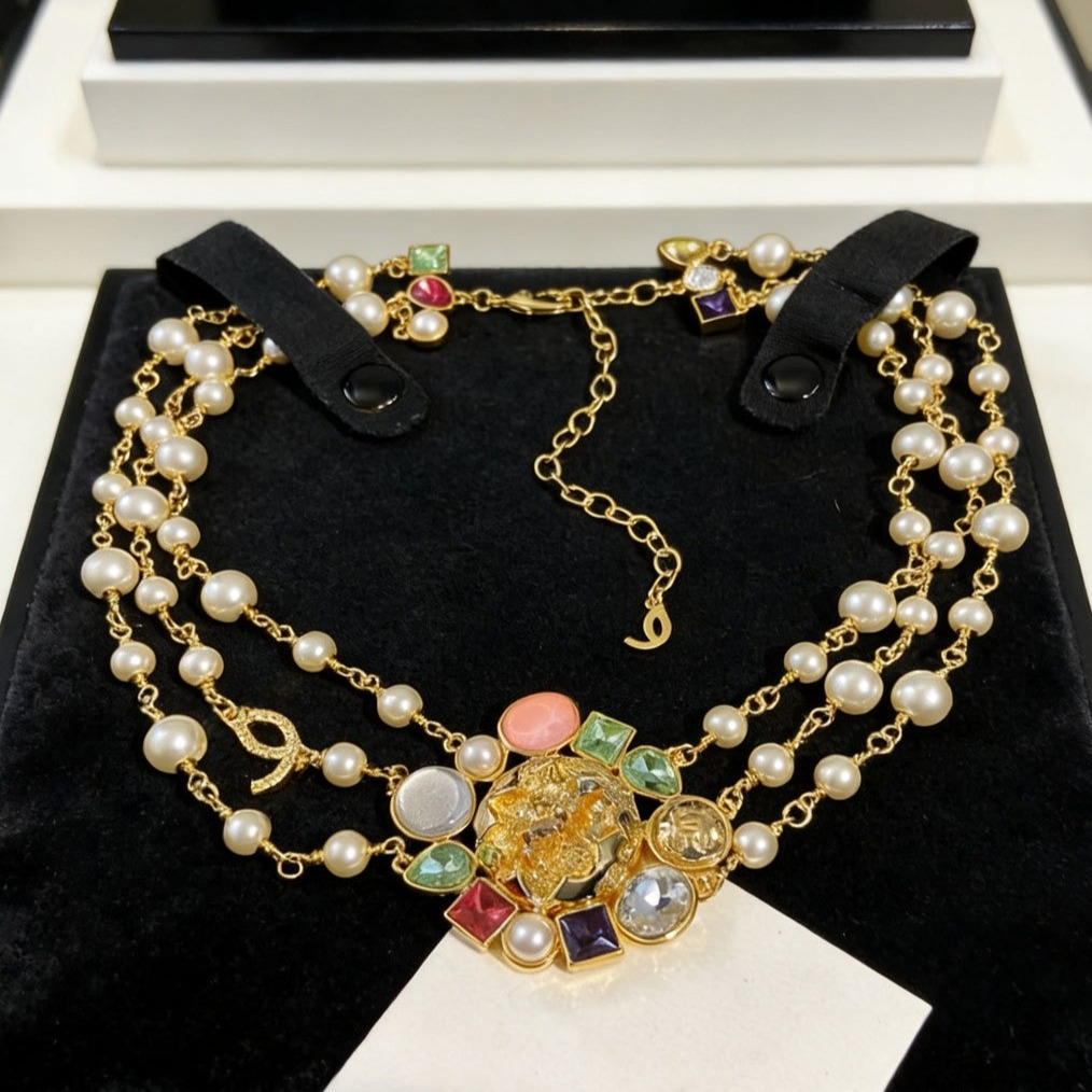 Pendant Necklaces Pear High Quality Necklace Luxury Brand Crystal Letter Double Layer Long Chains Necklaces Party Jewelry