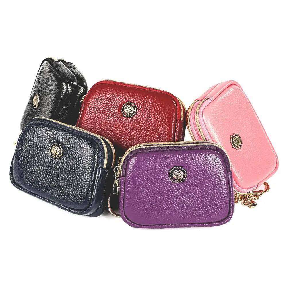 Senorita Fashion Genuine Leather Women Coin Double Zipper Small Purse Wallet C260304