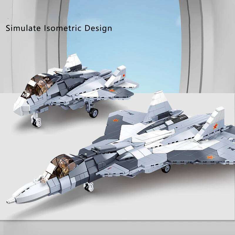 Sluban Military Air Force Weapon Sukhoi Su-27 Su-57 Flanker Fighter Building Blocks Kit Bricks WW2 Classic Model Toys Boys Gift Z260306