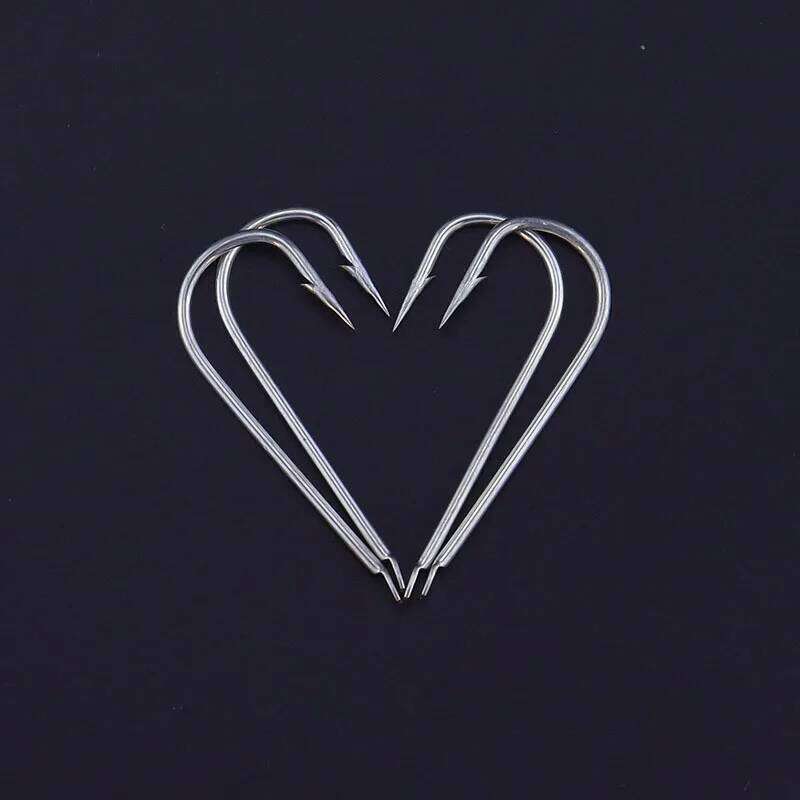 50pcs/lot White Hooks High Carbon Steel Straight And Long Shank Fishhook Tackle For Sea River Bass Perch Fishing S260305