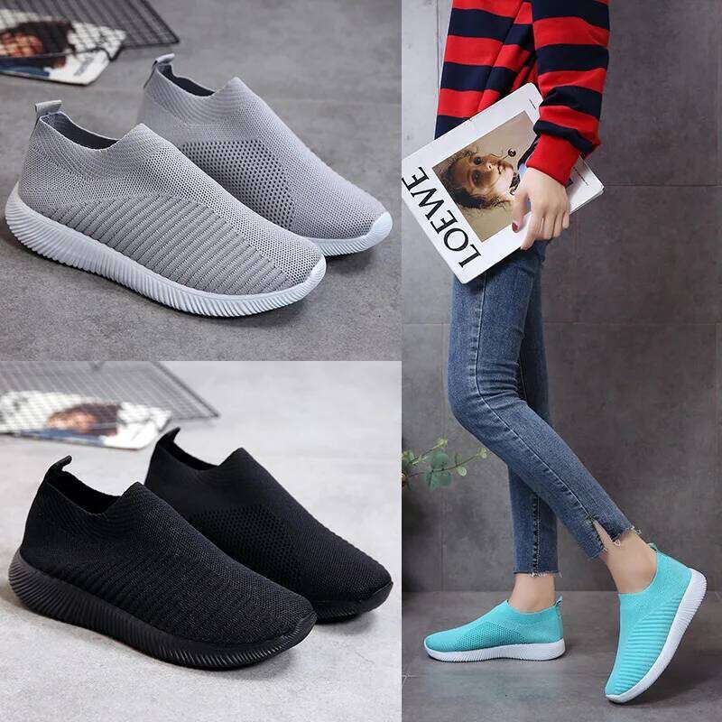 Vulcanized High Quality Sneakers Slip On Flats Shoes Women Loafers Plus Size 43 Walking Flat
