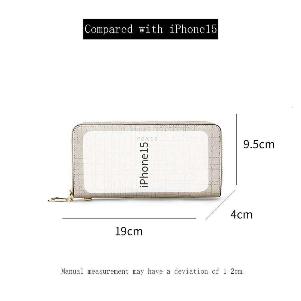 FOXER Split Leather Lady's Wallet Bifold Long Clutch with Wristlet Fashion Card Holder Coin Purse Cellphone Money Bag C260304