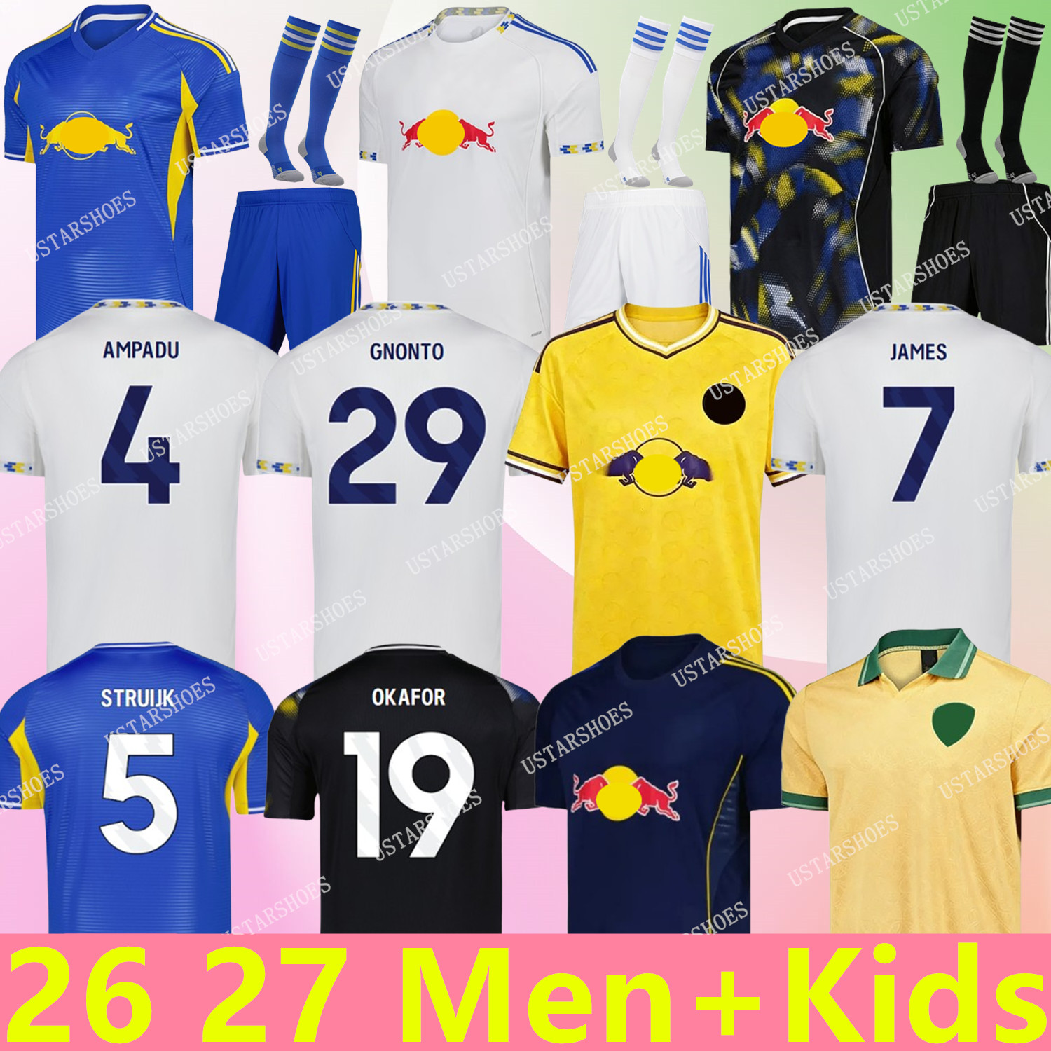 25 26 27 Leeds Unitedds 2026 2027 Fans Player AMPADU GNONTO Llorente Leeds Football Shirt Soccer Jerseys STRUIJK RODON ROTHWELL BAMFORD PIROE AARONSON JAMES Kids Kit