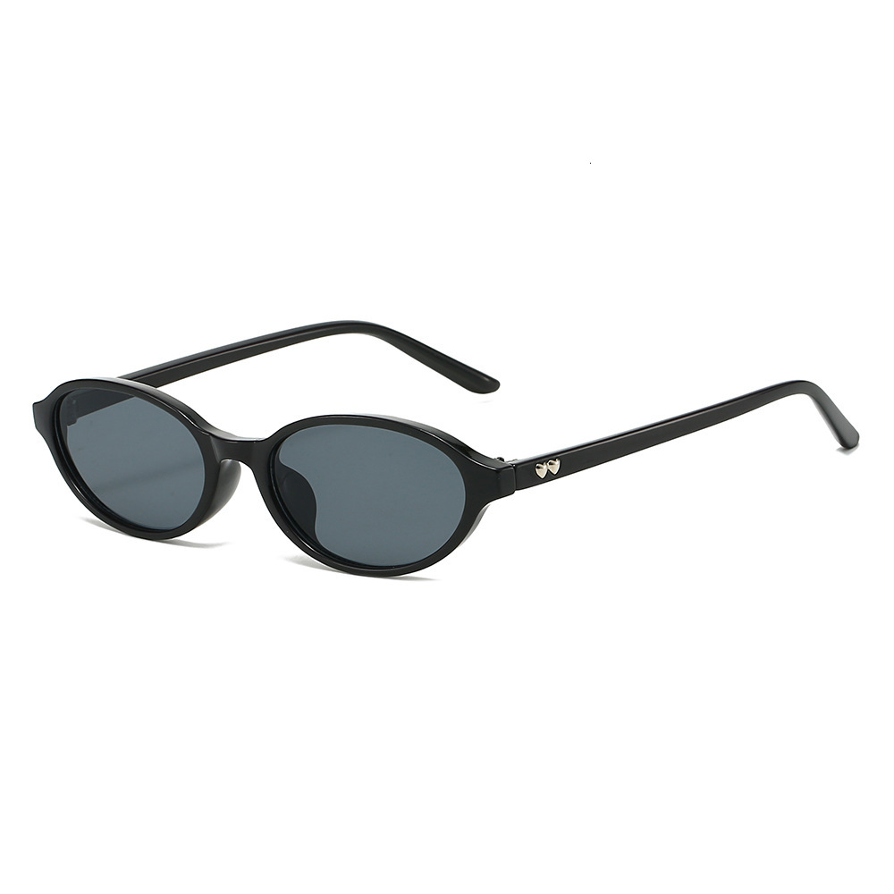 25 New European and American Oval Frame Nerd Fake No-Makeup Personality Retro Heart-Shaped Temple Sunglasses UV Protection