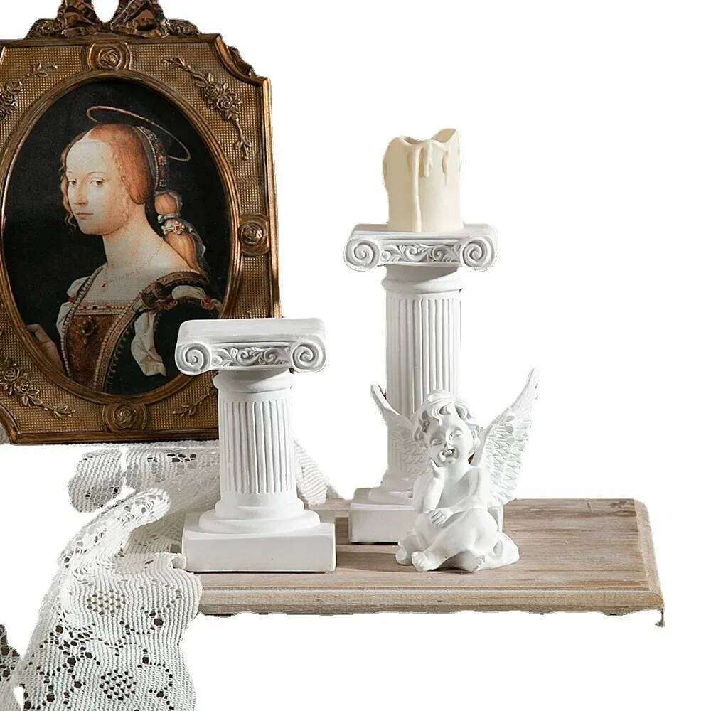 Roman Pillar Statues Greek Columns Candle Holder Resin Candlestick Stand Wedding Table Decoration Home Garden Decorative Figure XJ260305