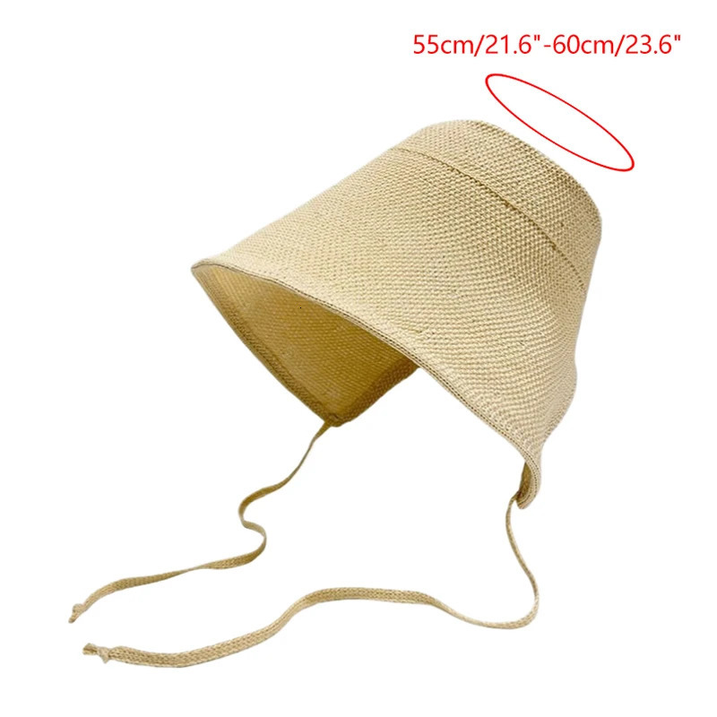 Linen Straw Regency Bonnets Hats For Women Sun Hats Bow Beach Cap Big Wide Brim Cloche Hat Chapeau Femme Lace Up Outdoor Summer 260228