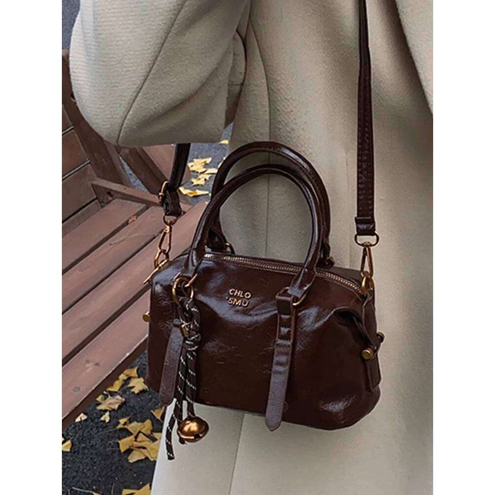 Textured PU Leather Small Handbags With Pendant Women Vintage Crossbody Bags Trendy Versatile Lady Shoulder Bag TIANOUDAISHU