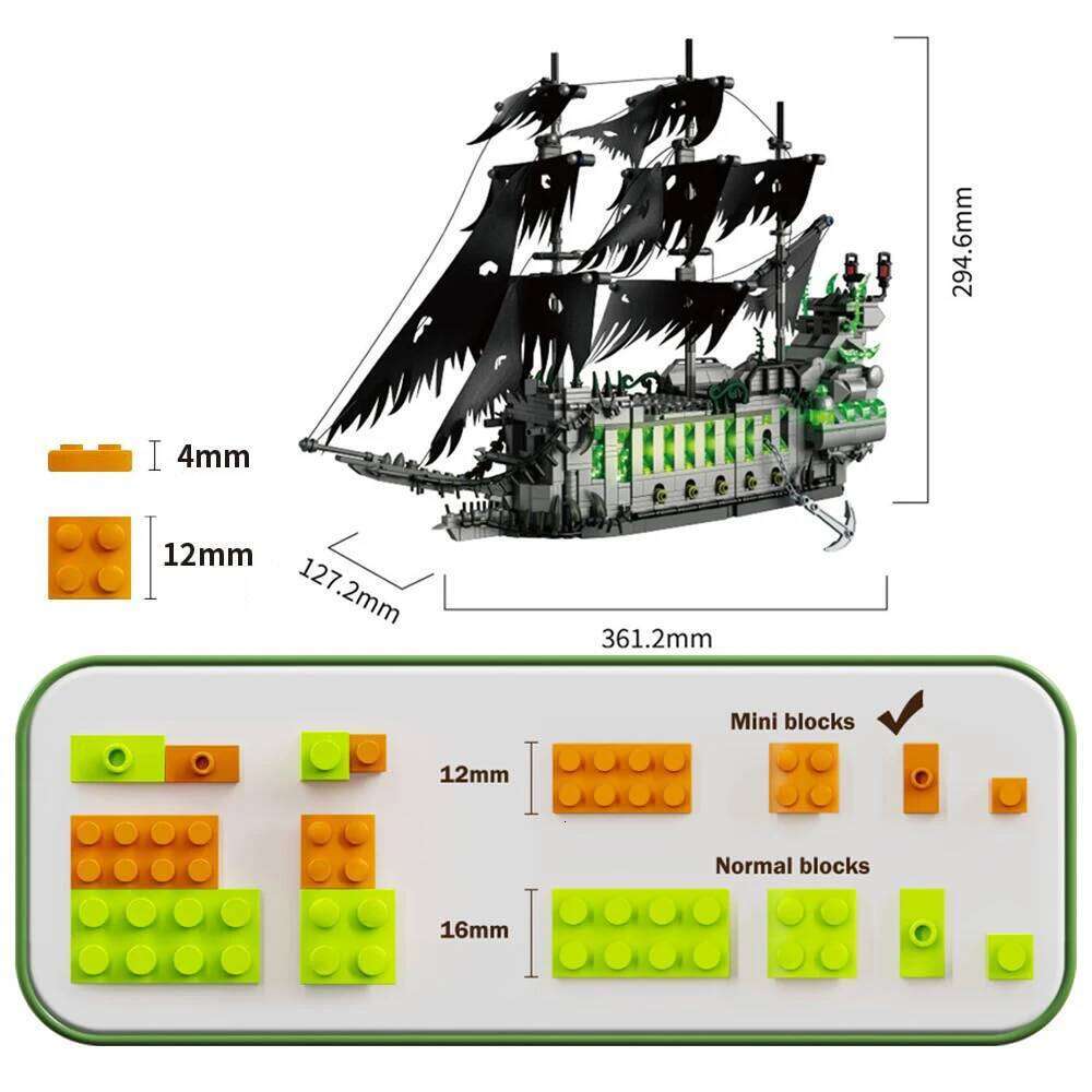 1573Pcs Pirate Ship Building Blocks Model Mini Bricks Toys MOC Ghost Flying Dutchman Construction Sets Gift for Adults and Teens Z260306