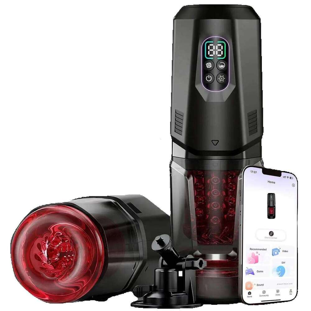 Automatic Masturbator Stroker Adult Toys with Thrusting Rotating 7 Licking Vibrating Modes Hands-Free Sex Machine Pocket Pussy W260305