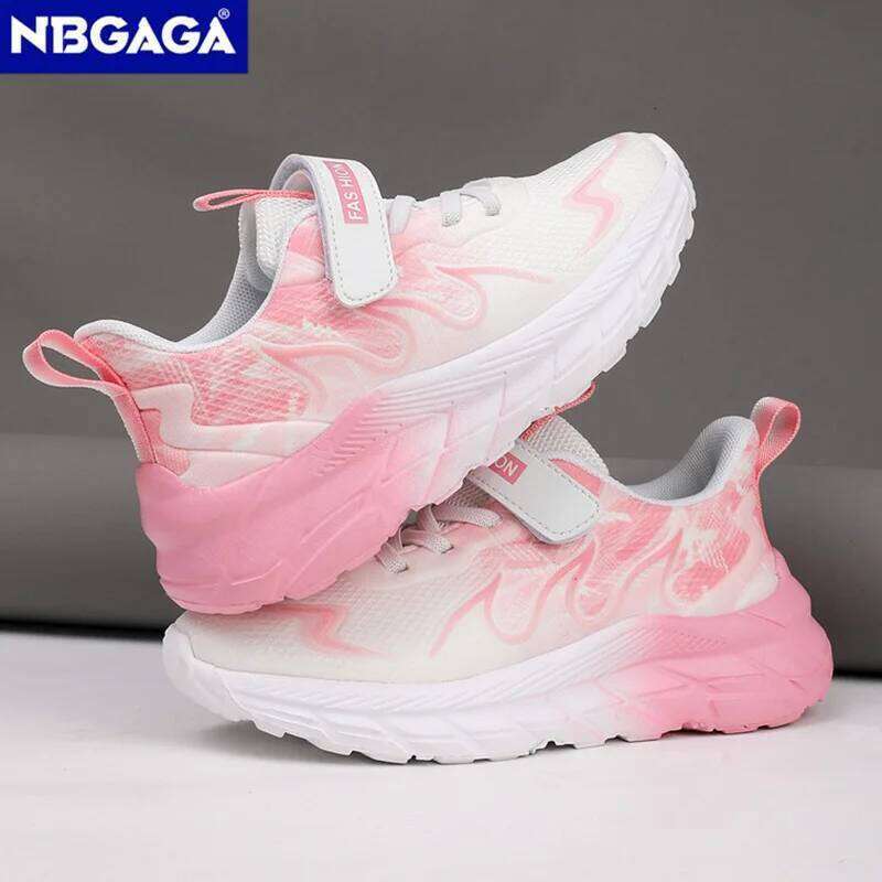 Girls Casual Lightweight Breathable Sneakers Pink Kids Non-slip Sports Running Shoes Outdoor Children Tennis Hook & Loop 26Y0304