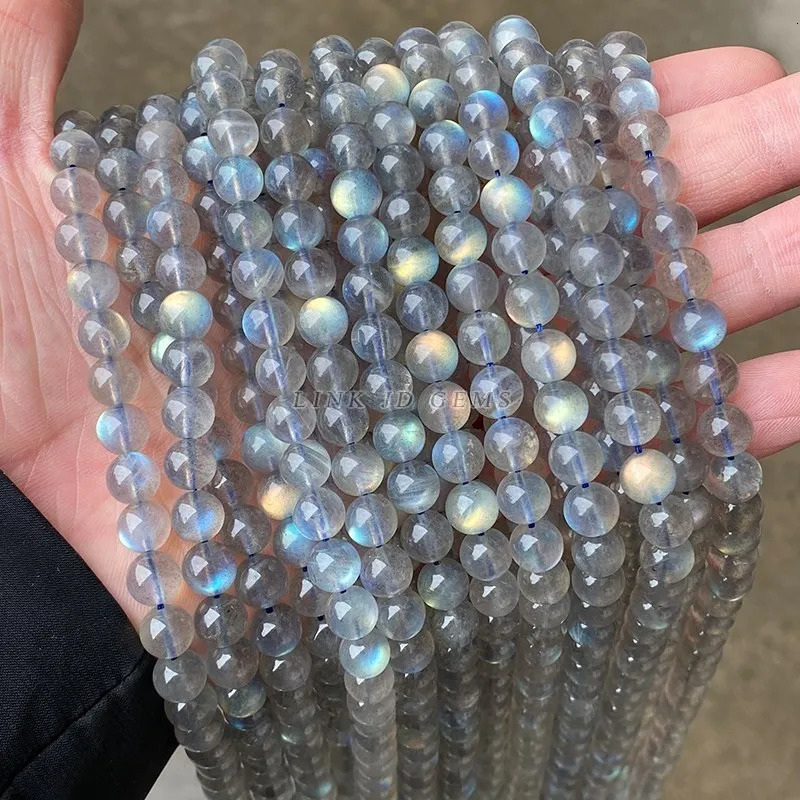 Top Quality Natural Gray Labradorite Stone Beads Round Loose Spacer Gem Beads for Jewelry Making Moonstone Diy Bracelet Necklace 260302