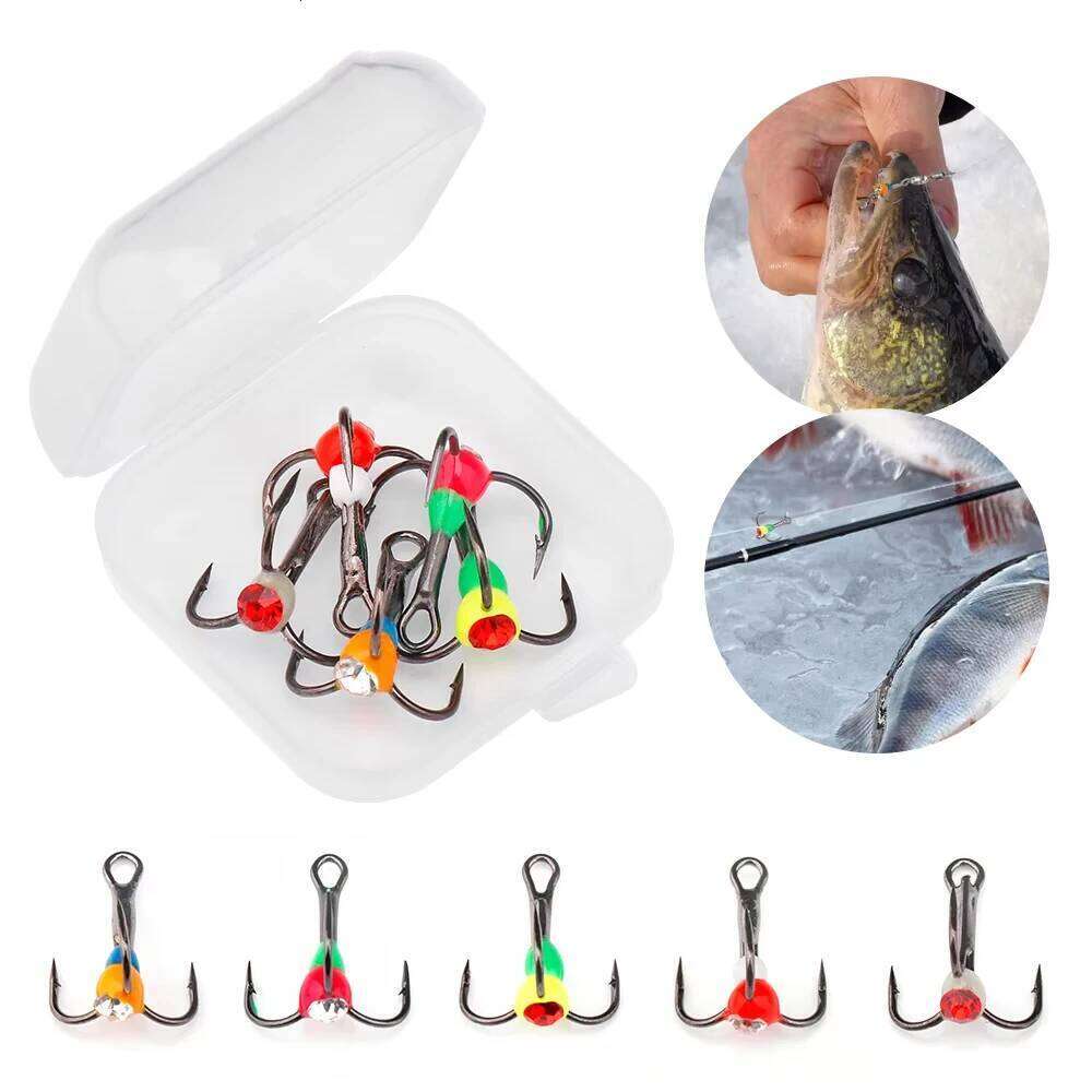 5pcs/Box 8# 10# 12# 14# High Carbon Steel Hooks For Balancers Ice Winter Fishing Accessories S260305