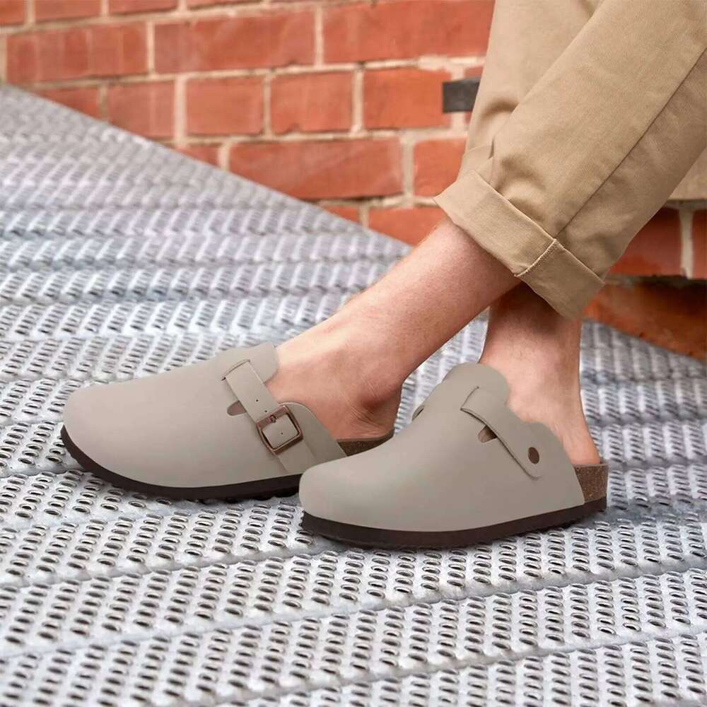Litfun Fashion Cork Clogs Slippers For Women 2025 New Men Potato Classic Leather Flat Mules With Arch Support Beach Shoes