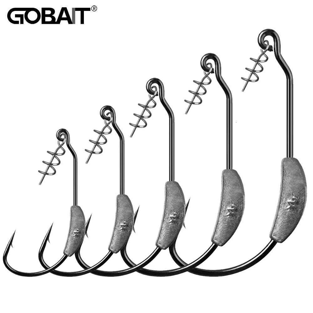 GOBAIT 10PCS Jig Crank Head Barbed Hook 2g 3g 5g 7g Soft Lure Worm Offset Fishhook Spring Lock Pesca Texas Rigs Fishing Tackle S260305