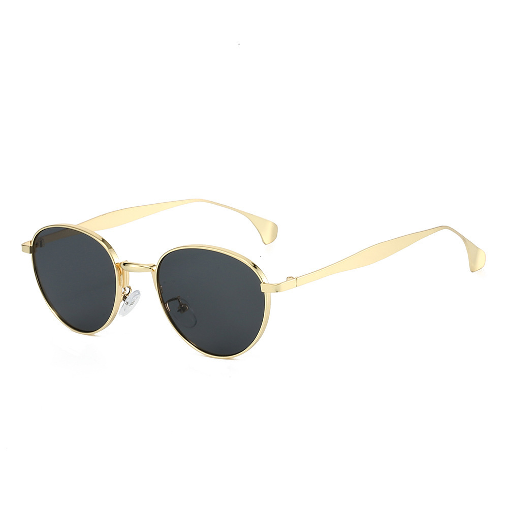 New Japanese-style oval small-frame sunglasses with a high-end feel, UV protection, metal retro trendy glasses for outdoor photography