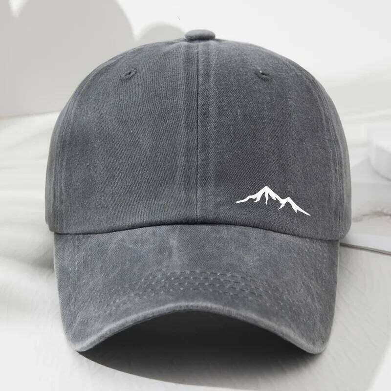 Mountain printed baseball caps men and women, suitable for outdoor travel, hiking, mountaineering, sun protection Y260304