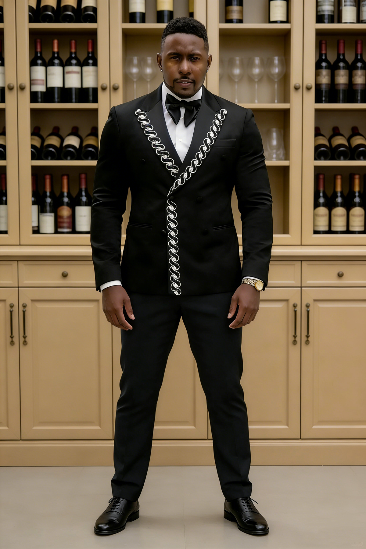 Diamond Beaded Lapel Men Tailored Suits 2 Pieces Plus Size Customized Formal Wedding Groom Suits Evening Party Homme Costume