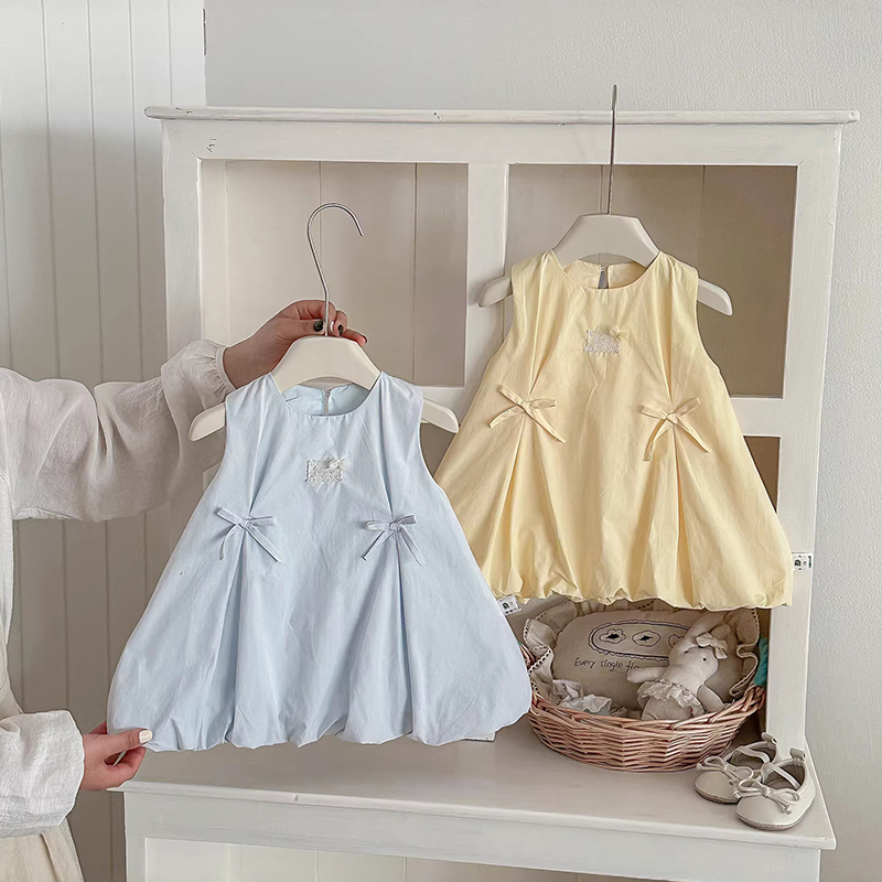 Girls' flower bud dress summer new sleeveless sweet beauty baby vest dress one year old summer dress