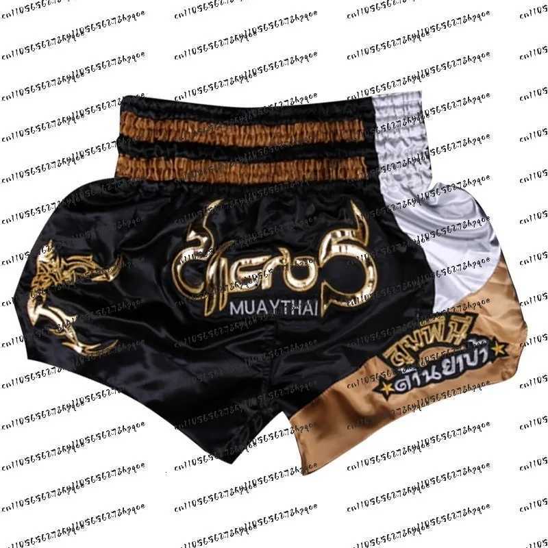 2026 New Muay Thai Shorts Black Boxing Shorts Men Women Satin Martial Arts Gym Clothing Cage Fight Grappling Short Boxing Shorts X260306