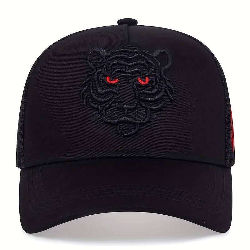 Unisex Tiger Head Embroidery Baseball Net Caps Spring and Autumn Outdoor Adjustable Casual Hats Sunscreen Hat Sports Golf Cap Y260304
