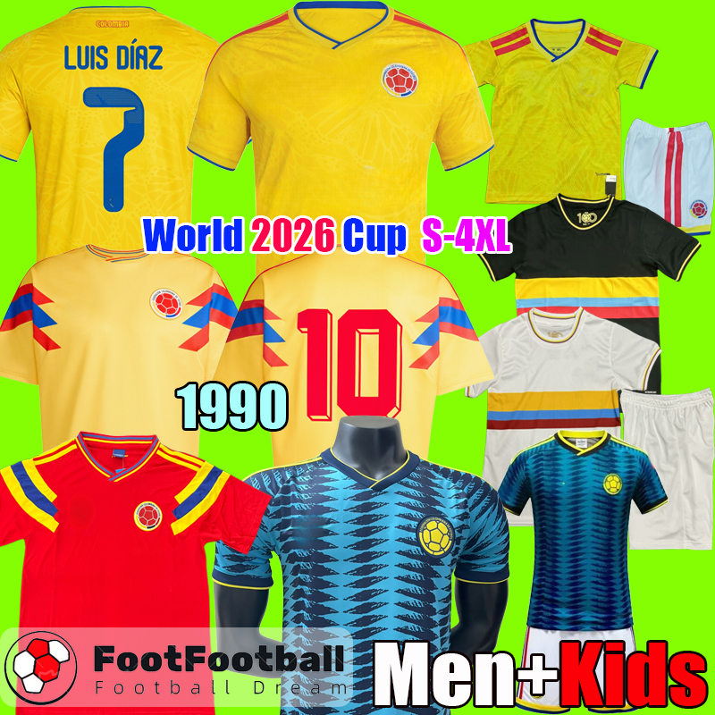 2026 Colombia Kit Soccer Jerseys Copa America LUIS DIAZ FALCAO JAMES Home 2025 25 26 Football Shirt CUADRADO Men Kids Kit Camiseta De Futbol