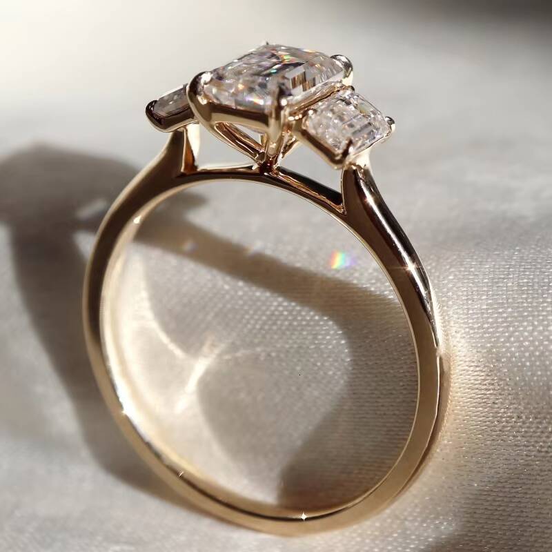 Custom GRA Vvs Moissanite Solid Gold Emerald Radiant Oval Pear Cut Engagement Ring 925 Silver 10K 14K 18K Diamond for Women Men