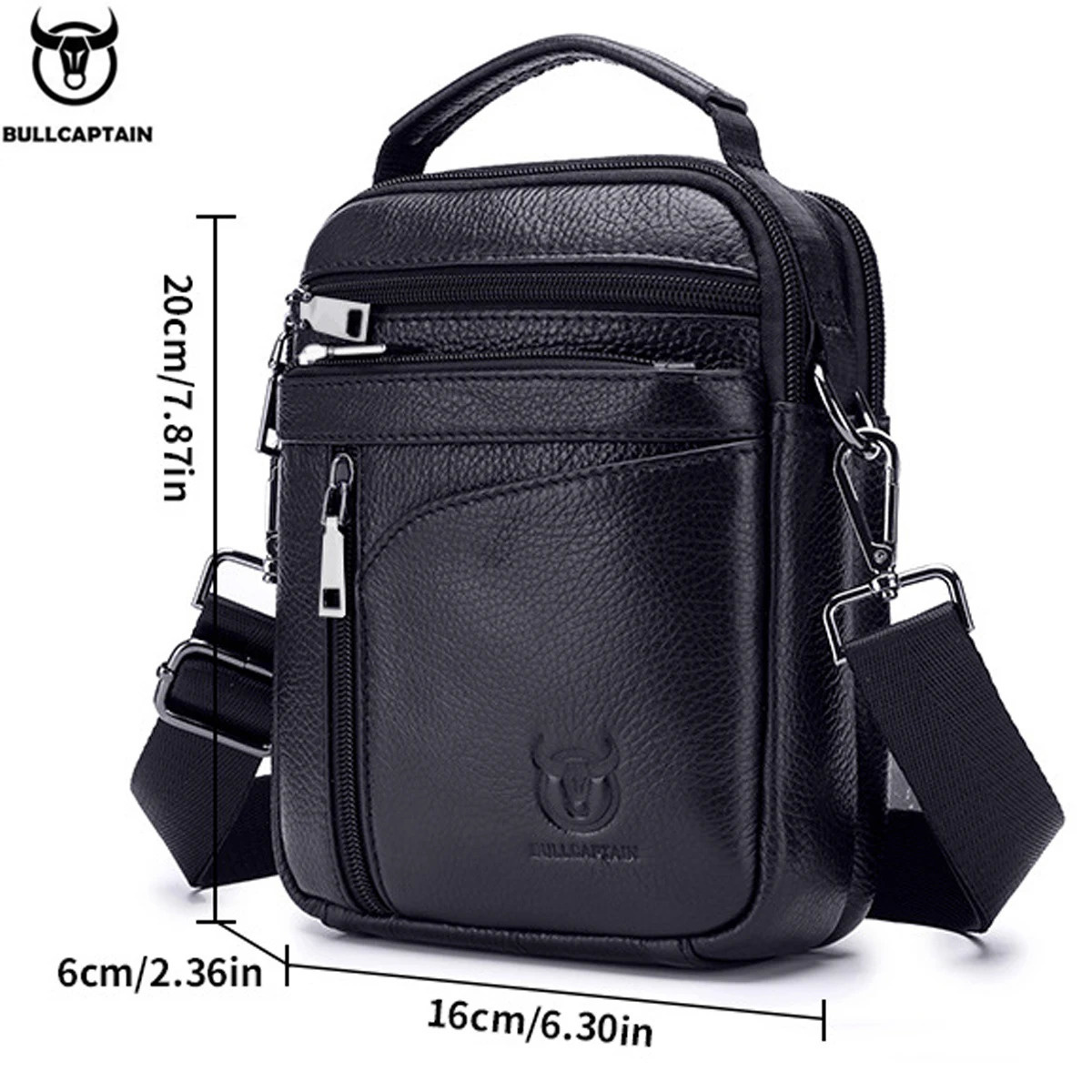 BULLCAPTAIN Men Bag Genuine Leather Man Crossbody Shoulder Bag Small Business Bags Male Messenger Leather Bags 260305
