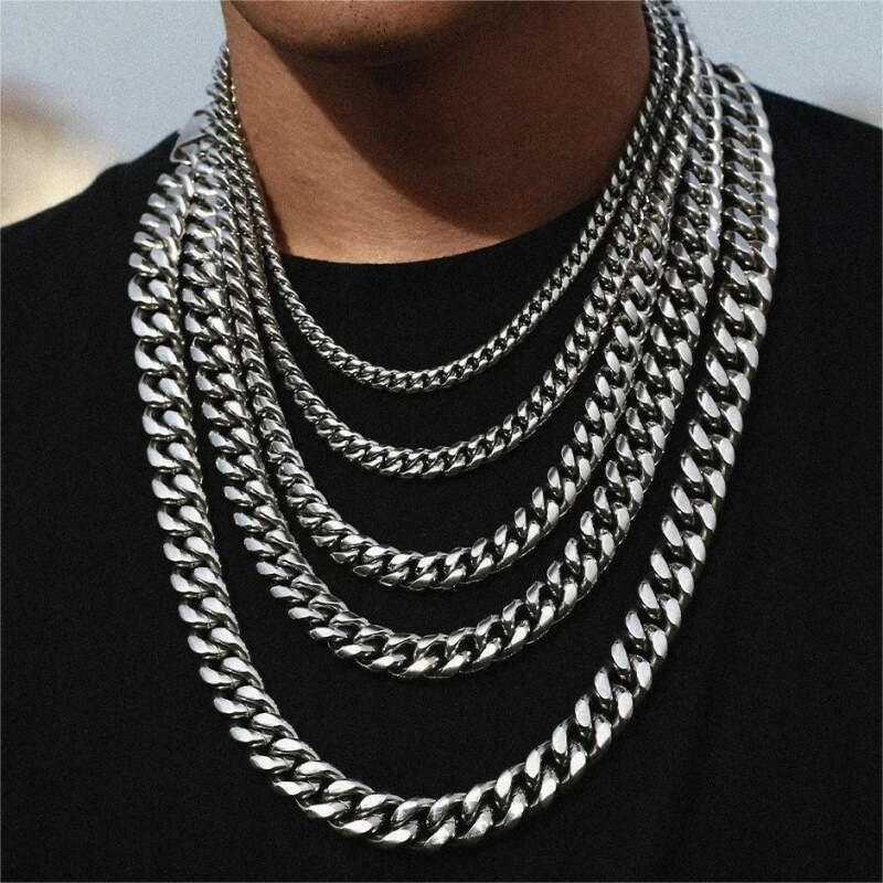Cuban Necklace Unisex Ins Style Hip Hop European American Stylish Washed Colorless Thick Men's Chain