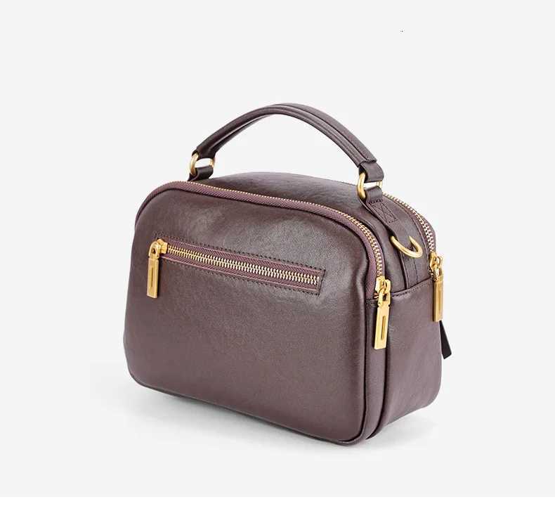 Genuine Leather Shoulder Bag for Women - Vegetable Tanned Cowhide Crossbody Bag Casual Commute Small Square Handbag H260306