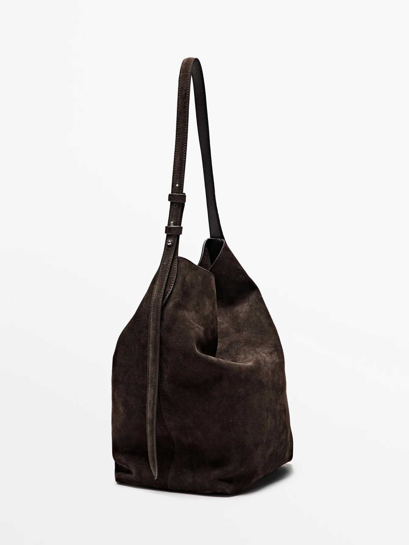 Womens single-shoulder bag suede bucket bag fashionable handbag single-shoulder bag with work wallet leather work bag H260306