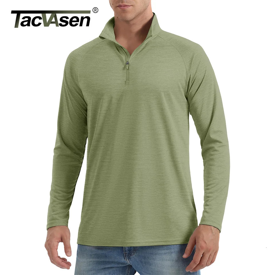 TACVASEN Sun Protection Long Sleeve Shirts Mens 14 Zip Up UPF 50 Rash Guard Lightweight Quick Dry Fishing Running TShirts 260302