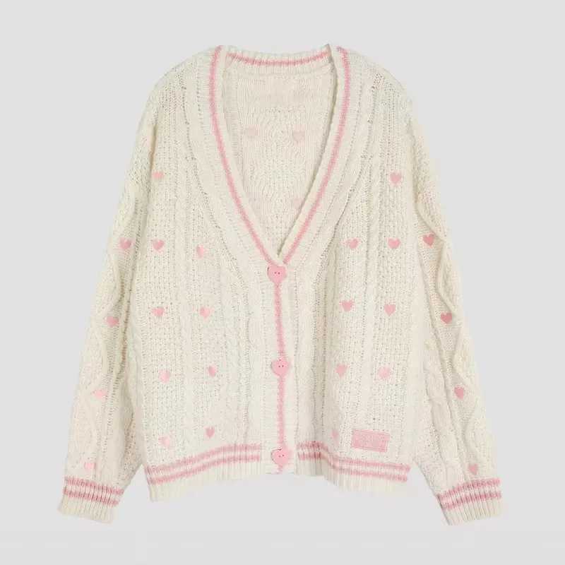 Lover Cardigan with Star Embroidery Pink Heart Cosy Soft Knit TS Cardigan Tay Sweater Jacket Vintage Fall Winter 1989 M260306