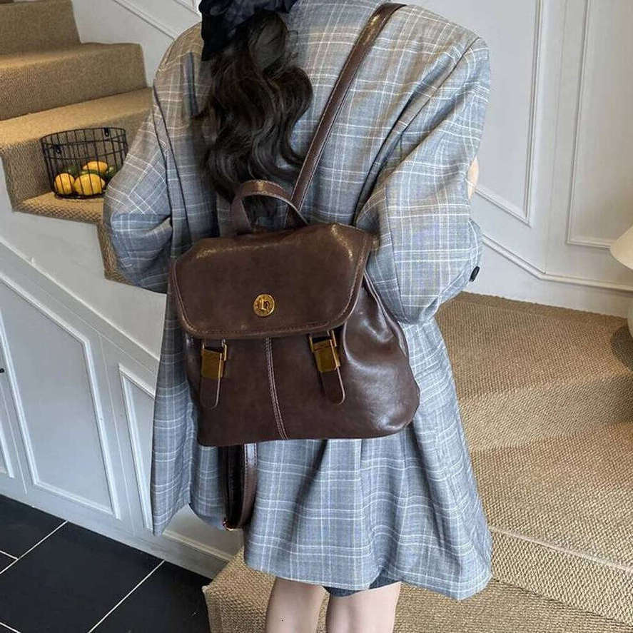 OLOEY Women Small Pu Leather Backpacks 2025 New Korean Fashion Vintage Luxury Backpack Student School Bag Back Packs Practical Bag