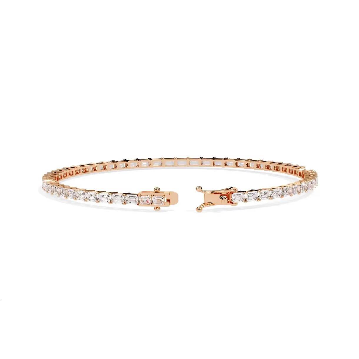 Avina Jewels 14K Rose/Yellow/White Gold Lab Grown Baguette Diamond Vintage Rhodium Plated IGI Certified Tennis Bracelet OEM
