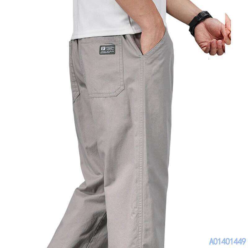 Big Size Casual Relaxed Fit Cotton Trousers Elastic Waist Drawstring Sweatpants Mens Jogger Pants Summer Spring