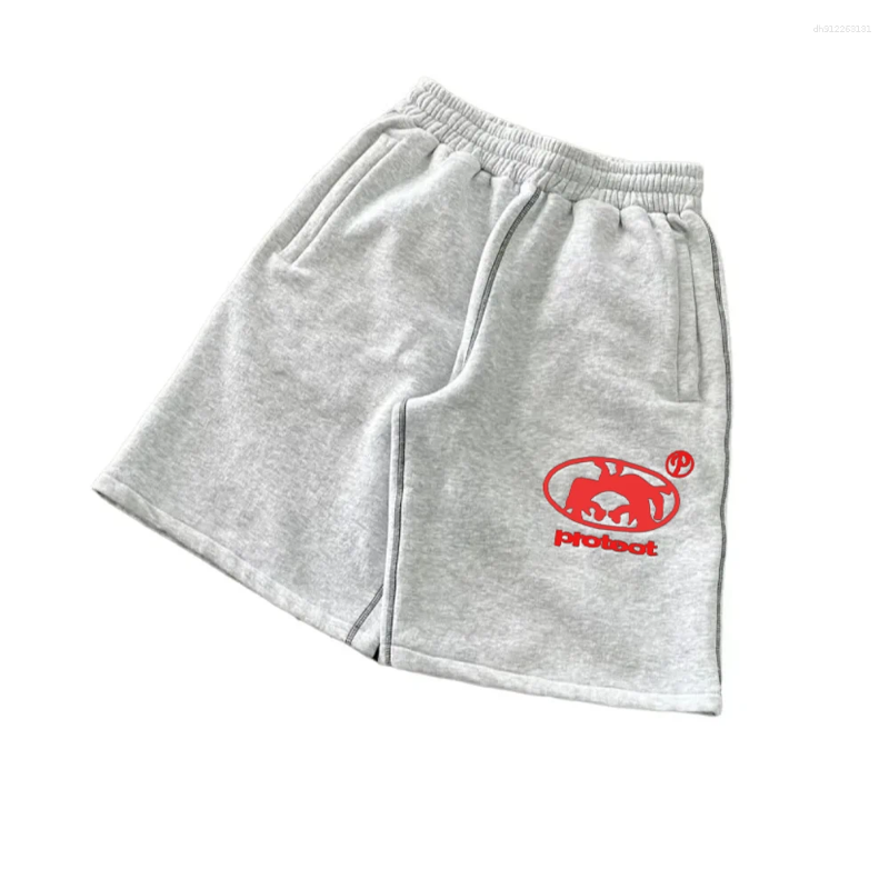 Men's Shorts Summer Men Grey Cotton Hiphop Streetwear European Street Style Trendy Baggy Casual Cargo Urban Wear Fashion