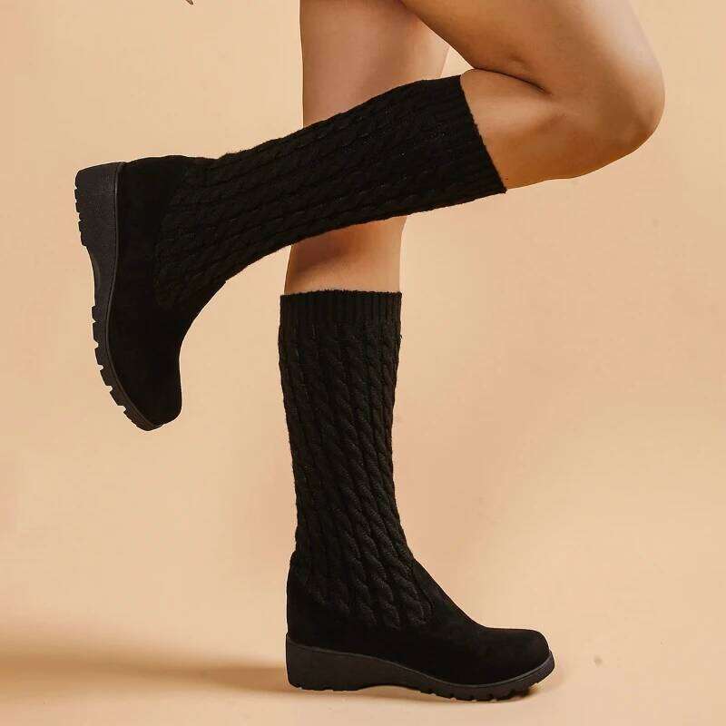 2025 Spring Autumn New Women's Knee length Fashion Sleeve style Retro Leisure High rise Socks and Boots
