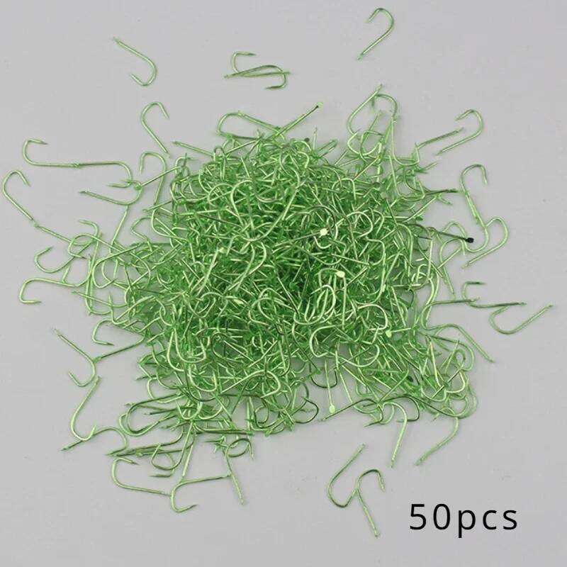 100pcs Fishing Hook 1#-8# Barbed Nobarb Fishhook Tiny Blue Green Pink Fishhooks Uncircle No Ring Carp Hooks Tackle Flat Body Y260305