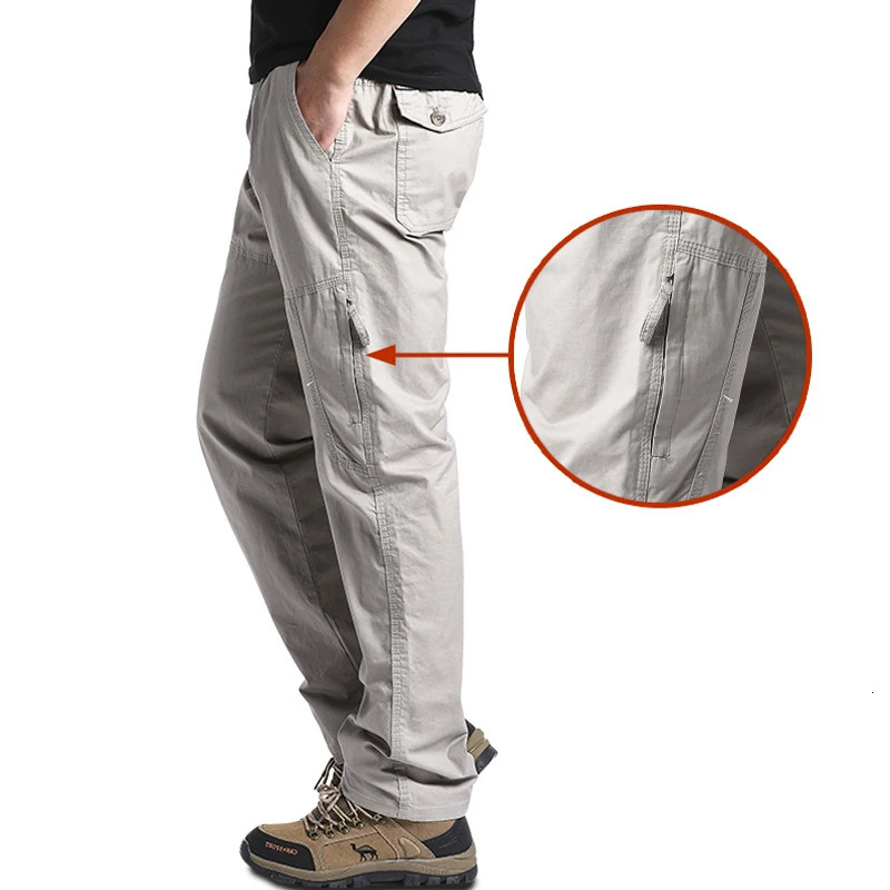 High Quality Mens Cotton Cargo Pants Casual Multiple Pocket Tacitcal Pants Spring Autumn Outdoor Camping Hiking Work Pants 260304