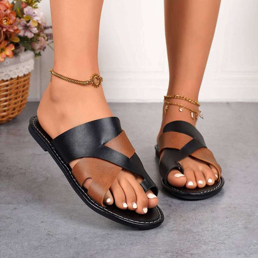 Woman's Rubber Flip Flops Flat Shoes Female Beige Heeled Sandals Big Size Slides Low Hawaiian Black Soft Beach Slippers