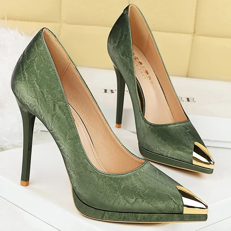 BIGTREE Shoes 115 cm Women Pumps Sexy high heels Metal pointed tip Stiletto Ladies shoes banquet shoes Large size 43 260306